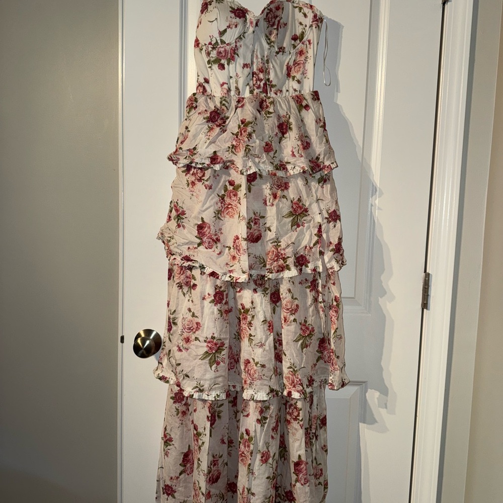Altar’d State Floral Ruffle Maxi Dress – Size S Romantic Cottagecore